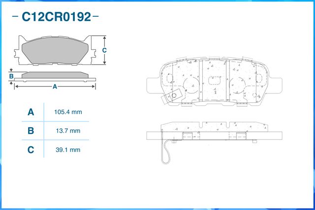 Колодки тормозные задние, NISSAN (Cworks). Артикул C12CR0192