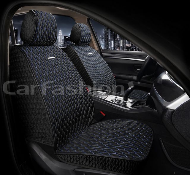 Накидки универсальные CarFashion Iceberg Front на передние сидения авто, цвет Черный/Черный/Синий. Артикул 26189