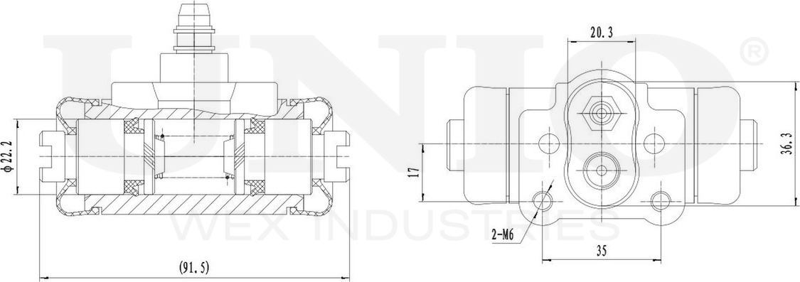 Цилиндр тормозной рабочий (Unio). Артикул BRC-20518