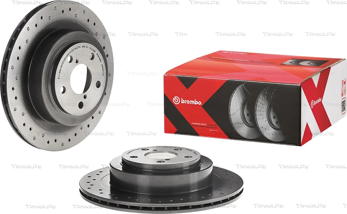 Тормозной диск Brembo XTRA LINE - Xtra задний для Subaru Impreza II 2000-2008. Артикул 09.B041.1X
