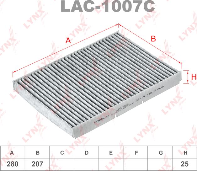 Салонный фильтр LYNXauto. Артикул LAC-1007C