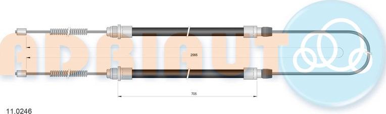 Трос ручника (тросик ручного тормоза) Adriauto. Артикул 11.0246