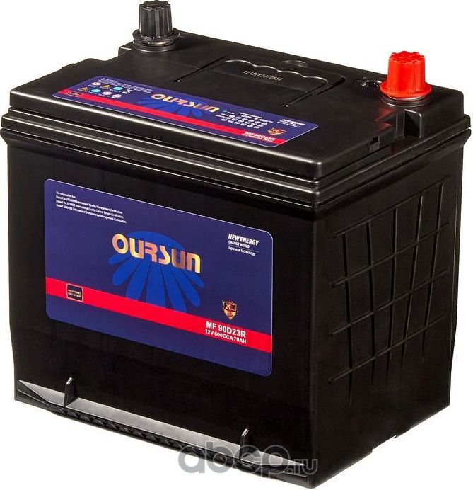 Аккумулятор 12 V 70Ah 600А 172х230х222 п/п крепление B0 (Oursun). Артикул MF90D23R