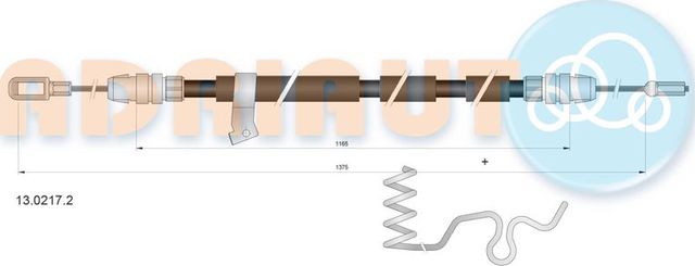 Трос ручника (тросик ручного тормоза) Adriauto задний левый для Ford Transit Custom I 2012-2026. Артикул 13.0217.2