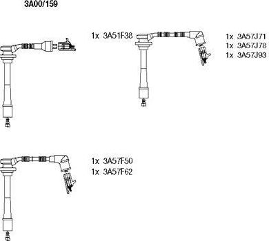 Высоковольтные провода (провода зажигания) (комплект) Bremi для Kia Carnival I 1999-2006. Артикул 3A00/159