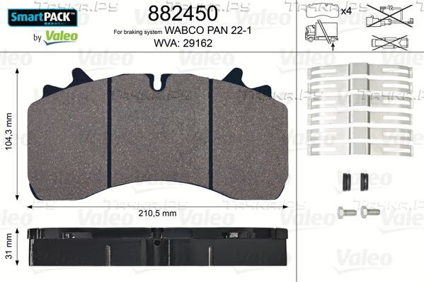Тормозные колодки Valeo SmartPack передние для Volvo  FL6 1991-2000. Артикул 882450