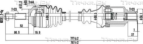 Полуось (привод в сборе, приводной вал) Dynamatrix. Артикул DDS250323