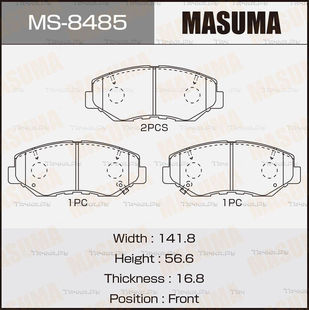 Тормозные колодки Masuma передние для Honda CR-V III 2006-2012. Артикул MS-8485