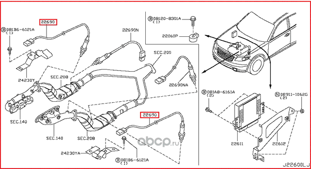 Лямбда-зонд (кислородный датчик) Nissan. Артикул 22693CD700