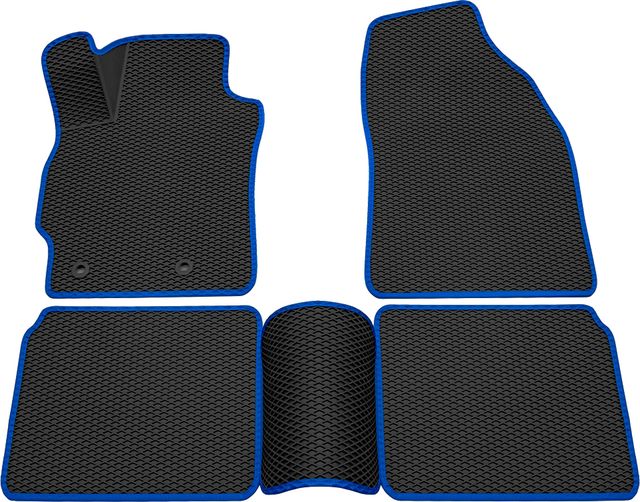 Коврики Rezkon 3D EVA Ромб резиновые для салона Toyota Corolla E180/E170 2013-2019 Синий кант. Артикул 9234015203