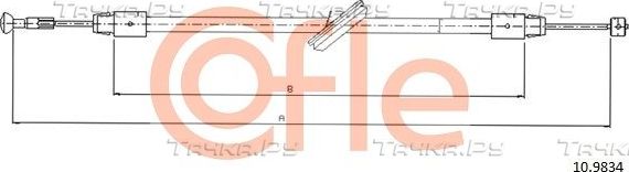 Трос ручника (тросик ручного тормоза) Cofle. Артикул 92.10.9834