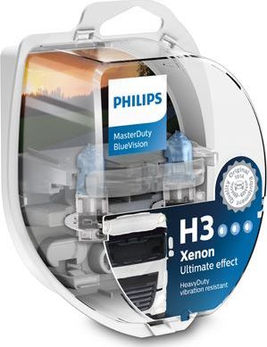 H3 24V- 70W (PK22s) (вибростойкая+белый яркий свет-голуб.оттен.) MasterDuty BlueVision (2шт.) Philips MasterDuty BlueVision. Артикул 13336MDBVS2