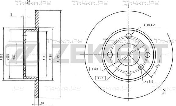 Тормозной диск Zekkert для Chevrolet Corsa 1994-2002. Артикул BS-5101B