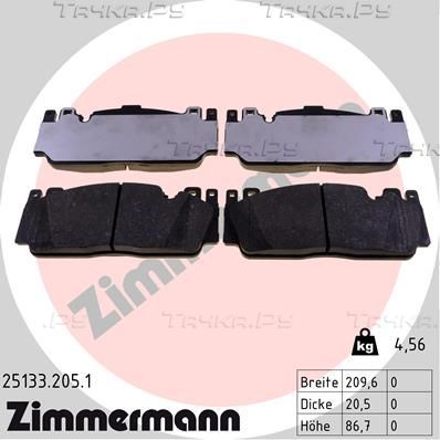 Тормозные колодки Zimmermann передние для BMW 6 III (F06/F13/F12) 2012-2018. Артикул 25133.205.1