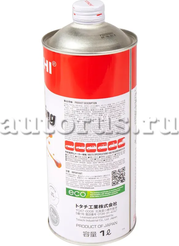 5W-40 Grand Touring SN/CF 1л (синт. мотор. масло) (Totachi). Артикул 11901
