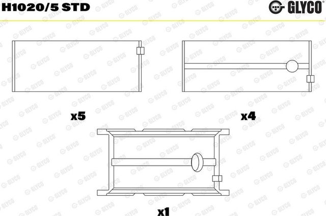 Вкладыши коренные Glyco для IVECO Daily III 2002-2007. Артикул H1020/5 STD