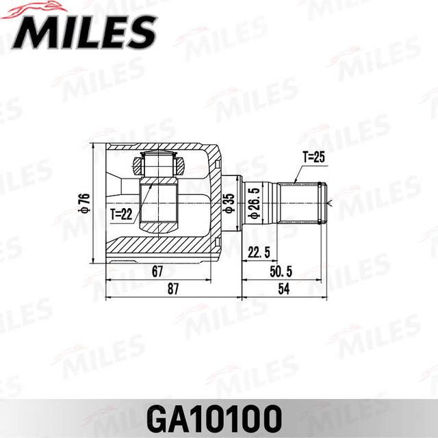 Шрус внутренний (граната) Miles. Артикул GA10100