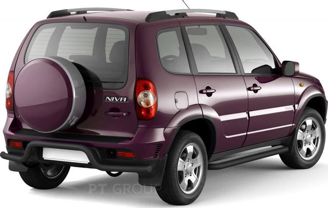 Защита порогов PT Group с алюминиевой площадкой d51мм ШАГРЕНЬ (ППК) для Chevrolet Niva I 2009-2020 Черная. Артикул LNV330302