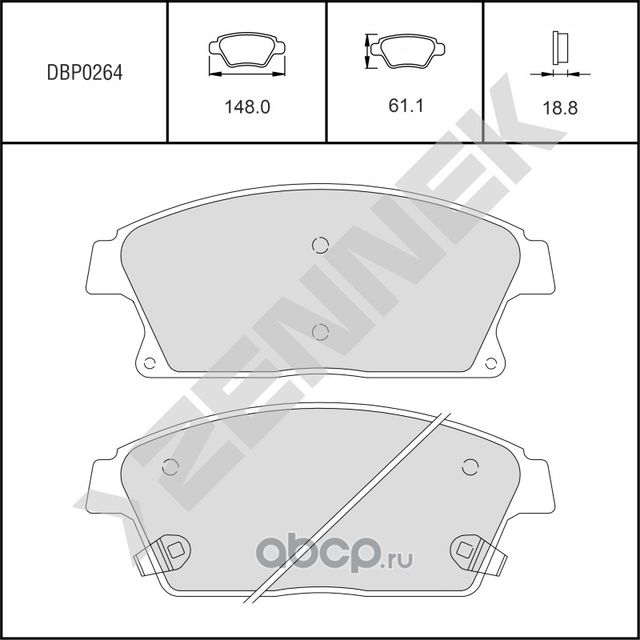 Колодки тормозные дисковые передние CHEVROLET CRUZE 09-> VOLT 11 (Zennek). Артикул DBP0264
