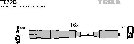 Высоковольтные провода (провода зажигания) (комплект) Tesla. Артикул T072B