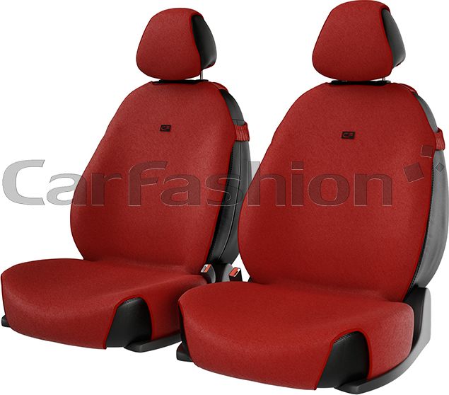 Накидки универсальные CarFashion Forum на передние сидения авто, цвет Красный/LOGO черный. Артикул 21246