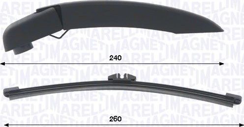 Поводок (рычаг) и щетка стеклоочистителя (дворника) Magneti Marelli. Артикул 000723180470