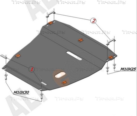Защита алюминиевая Alfeco для картера и КПП Ford Focus I 1998-2005. Артикул ALF.07.08 AL4