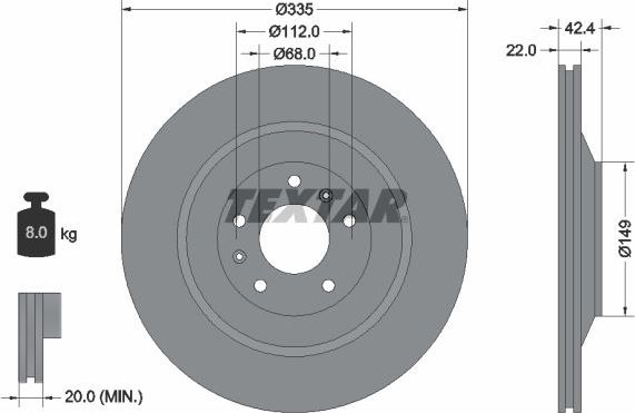 Тормозной диск Textar Pro+ задний для Bentley Continental Flying Spur 2005-2010. Артикул 92177005
