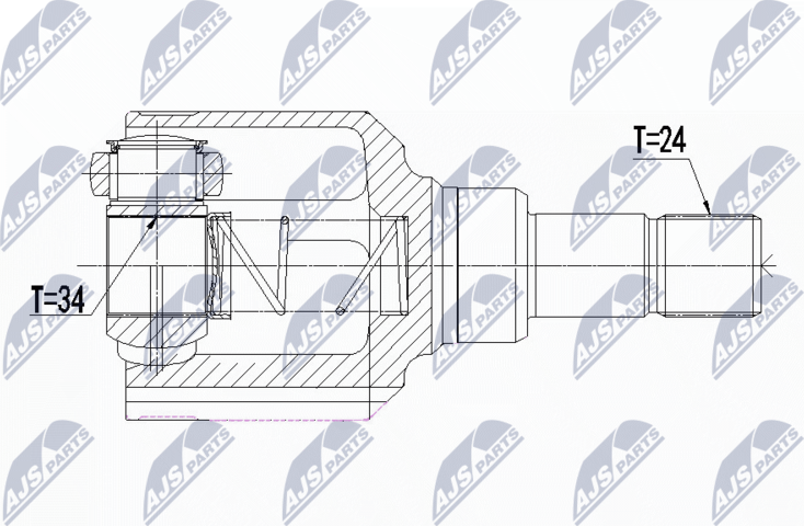 Шрус внутренний (граната) NTY передний правый для Opel Combo E 2018-2026. Артикул NPW-PE-050