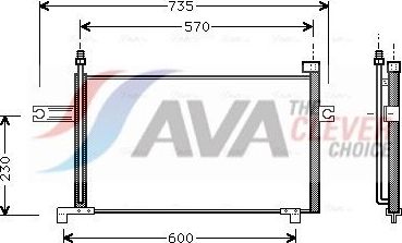 Радиатор кондиционера (конденсатор) AVA (алюминий). Артикул DN5194