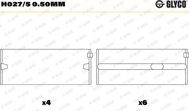Вкладыши коренные Glyco для Audi TT I (8N) 2005-2006. Артикул H027/5 0.50mm