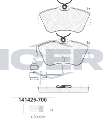 Тормозные колодки Icer. Артикул 141425-700