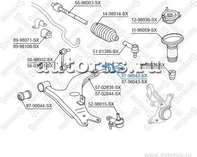 87-98042-SX_сайлентблок рычага зад. п.!/ Toyota RAV 4 SXA1# 97-00 (Stellox) Stellox. Артикул 8798042SX