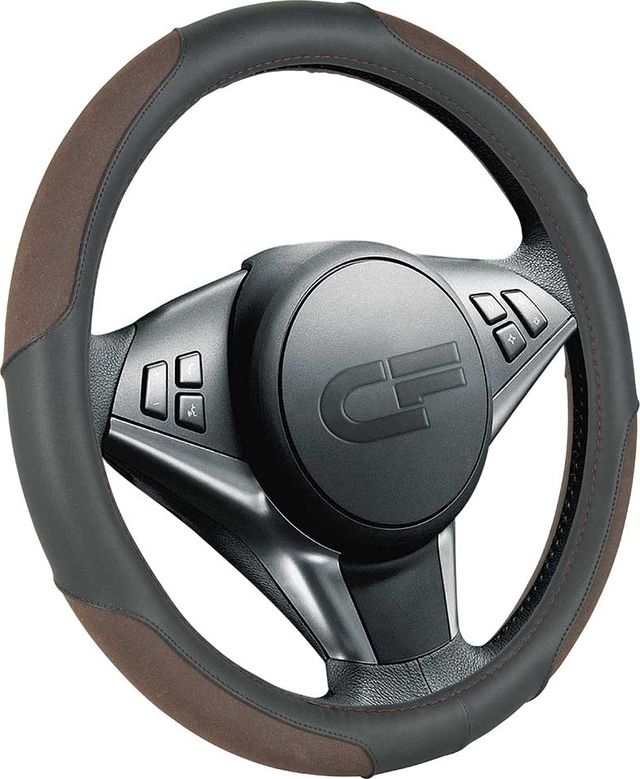 Оплётка на руль CarFashion Tornado (размер M, экокожа, цвет ЧЕРНЫЙ/КОРИЧНЕВЫЙ/КОРИЧНЕВЫЙ). Артикул 31337