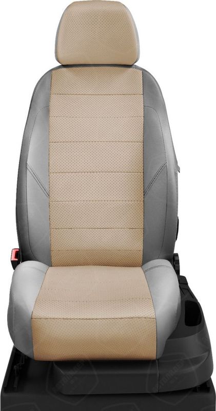 Чехлы Автолидер на сидения для Hyundai Porter 2012-2026, цвет Бежевый/Серый. Артикул HY15-1302-EC19