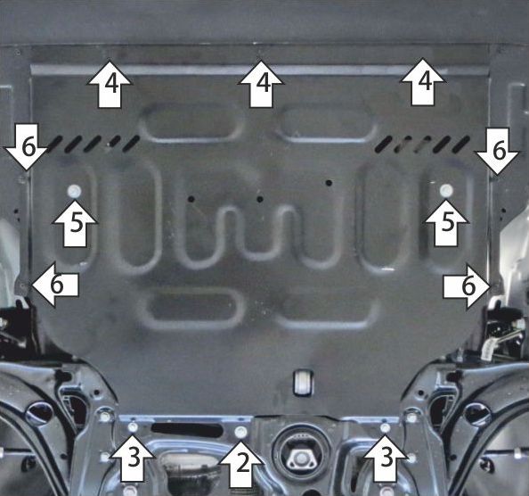 Защита Мотодор усиленная для двигателя и КПП FAW Bestune T55 2023-2026. Артикул 53904