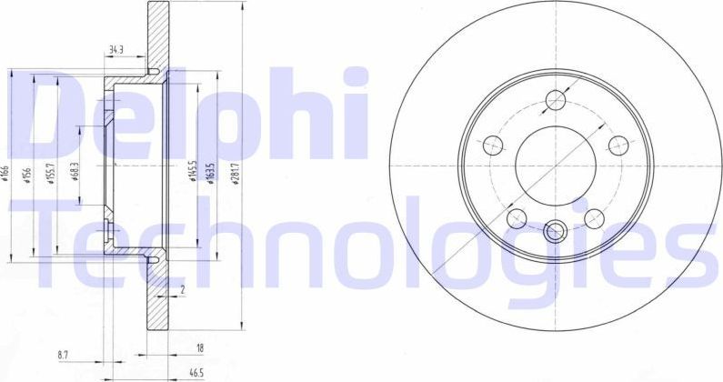 Тормозной диск Delphi. Артикул BG3415