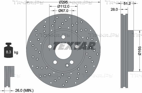 Тормозной диск Textar Pro+. Артикул 92257505