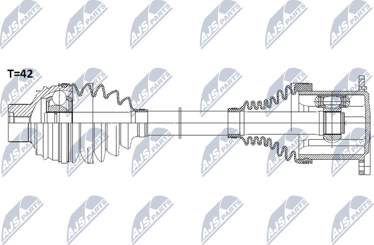 Полуось (привод в сборе, приводной вал) NTY. Артикул NPW-AU-008