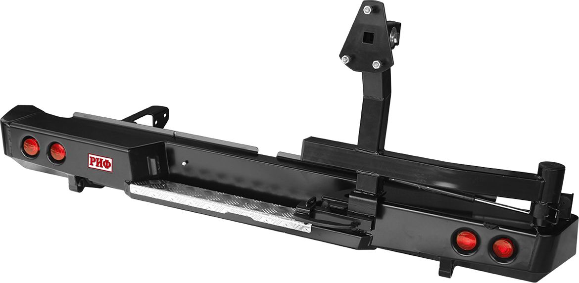 Бампер силовой РИФ задний с фонарями и калиткой, без фаркопа для Toyota Hilux 2015-2026. Артикул RIFREV-20250