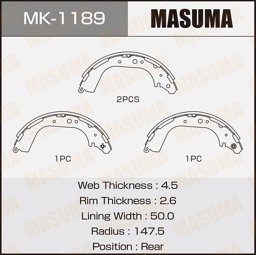 Тормозные колодки Masuma. Артикул MK-1189