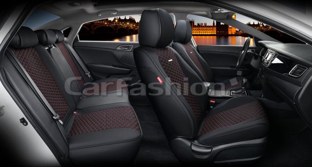 Чехлы универсальные каркасные CarFashion 5D Rover Plus на сидения авто, цвет Черный/Черный/Красный. Артикул 27268