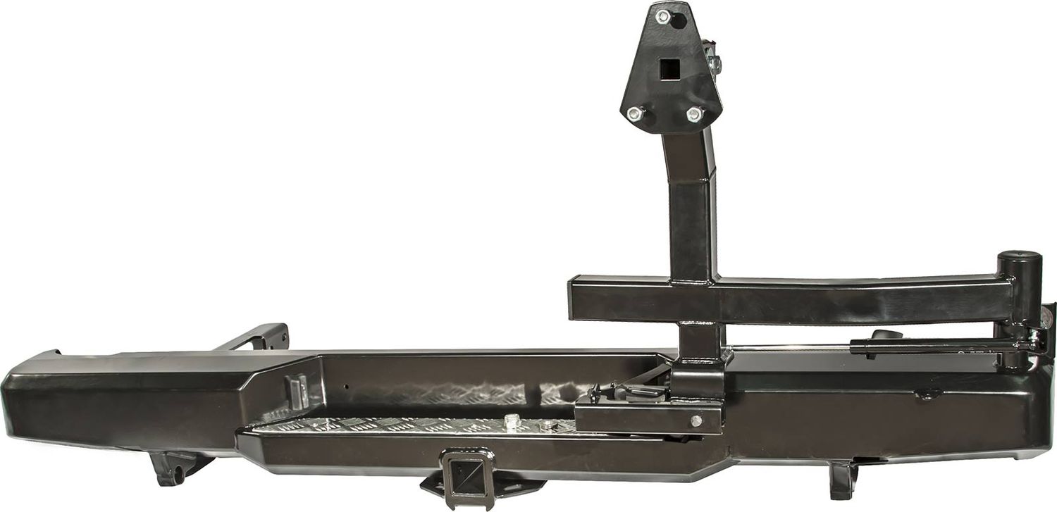 Бампер силовой РИФ задний с квадратом под фаркоп и калиткой для Toyota Hilux 2004-2015. Артикул RIFVIG-20120