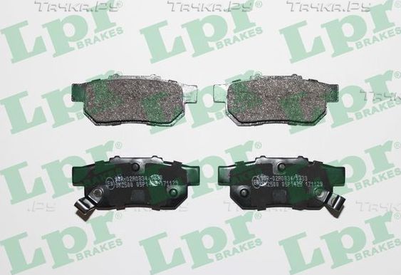 Тормозные колодки LPR задние для Honda Jazz I 2002-2008. Артикул 05P1425