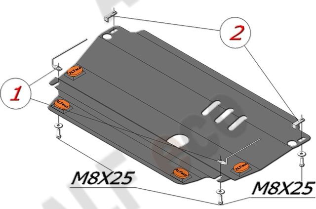 Защита алюминиевая Alfeco для картера и КПП Renault Megane II 2002-2009. Артикул ALF.18.03 AL4
