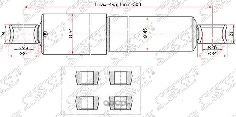 Амортизатор задний TOYOTA DYNA 200TOYOACE G25 95- (SAT). Артикул ST4853180443
