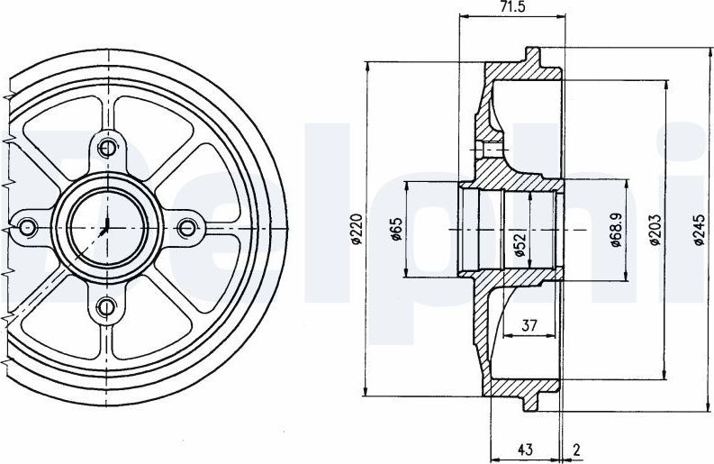 Тормозной барабан Delphi. Артикул BF484