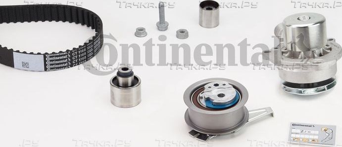 Помпа (водяной насос) с комплектом ремня ГРМ ContiTech. Артикул CT1168WP9