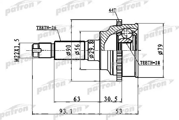 Шрус наружный (граната) Patron для Mazda 323 VI (BJ) 1998-2004. Артикул PCV1016