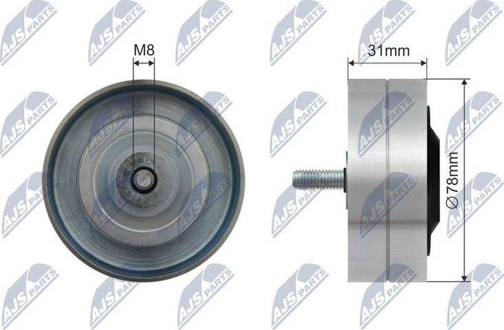 Направляющий (ведущий) ролик приводного поликлинового ремня NTY (Металл). Артикул RNK-AU-082